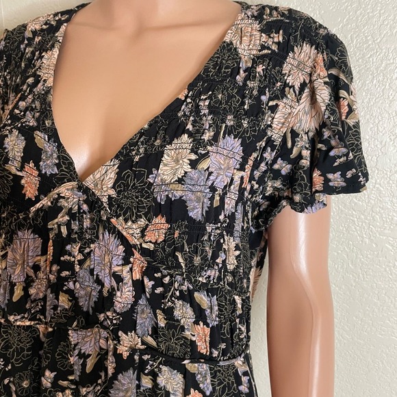 Maurices dress black floral print tiered faux button up V-neck lightweight SZ XL - Picture 7 of 12